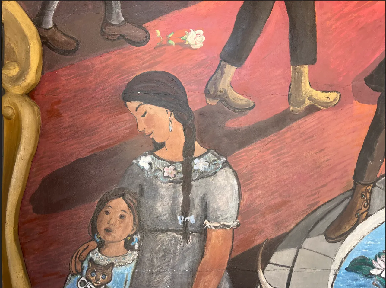 Overview photograph of the Leo Politi mural at El Pueblo Historic Monument