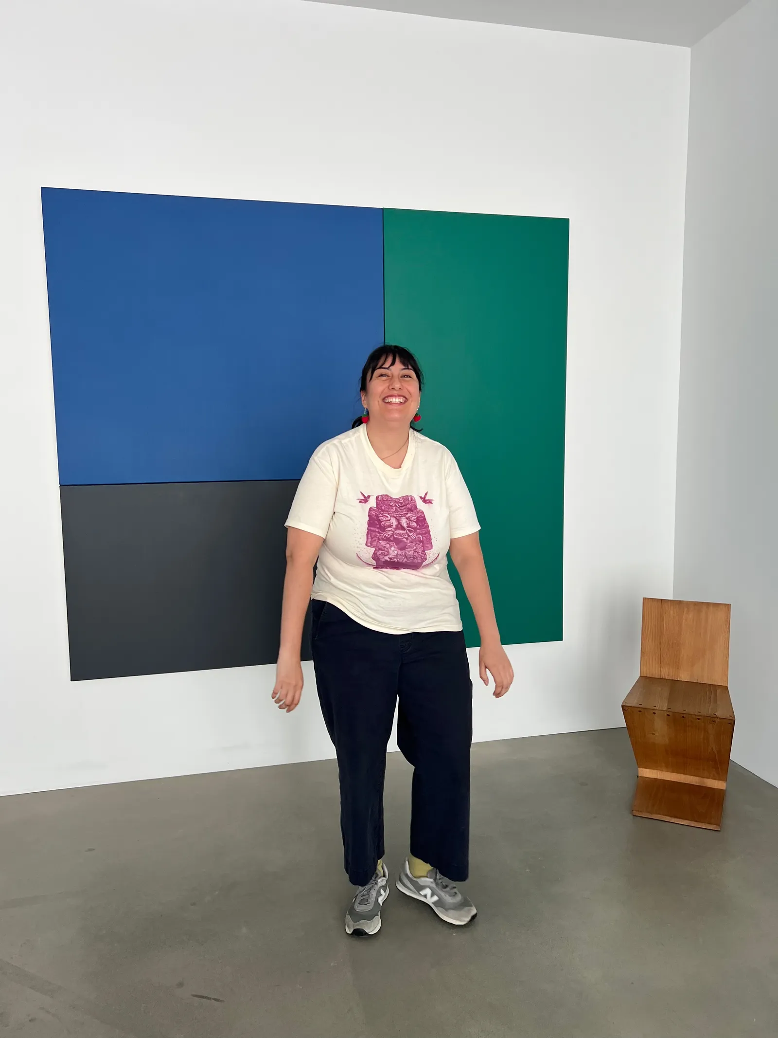 Jennifer Payan organizing monograph shelves in the Ellsworth Kelly Studio library